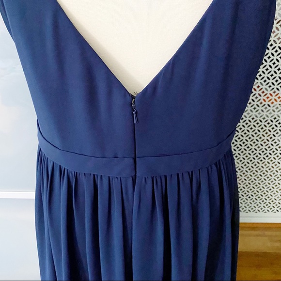 Bill Levkoff #Levkoff Chiffon A-Line Gown in Navy - Picture 6 of 12
